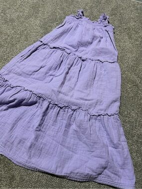 Old Navy XS(5) purple long flowy cotton dress with straps so cute